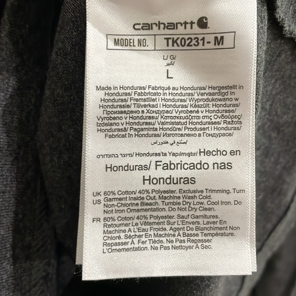 Carhartt Loose Fit Heavyweight Long-Sleeve Grey & Orange Logo Sleeve Graphic Tee - Picture 4 of 8